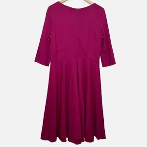 Lavia 18 burgundy/ cranberry red 3/4 sleeve fit and flare dress EU 50 US 14